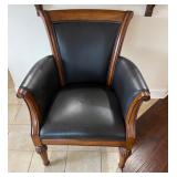 Wood-Frame Club Chair with Leather 31ï¿½x24ï¿½x38.5ï¿½