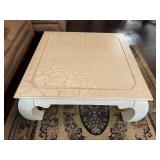 Vtg White Crackle Coffee Table 37ï¿½x37ï¿½x16.5ï¿½
