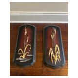 Vtg Wall Plaques With Cattail Design