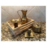 Brass Decor Set With Owl Figurine