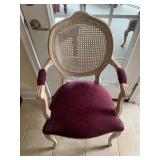 Cane Back Chair With Red Upholstery 21ï¿½x18ï¿½x38.5ï¿½