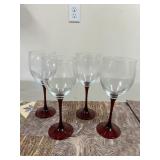 4 Wine Glasses With Red Stems 8ï¿½