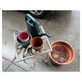 Garden Pots, Stand 14ï¿½x14ï¿½x22.5ï¿½, and Watering Can