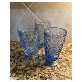 Three Blue Glass Tumblersï¿½6ï¿½