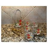 Vtg Linea Decor Ice Bucket & Glassesï¿½4.75ï¿½5.25