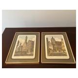 2 Framed Vtg Prints 8ï¿½ï¿½x10ï¿½ï¿½