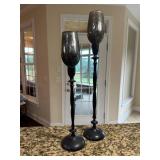 Two Vtg Black Candle Holdersï¿½23ï¿½