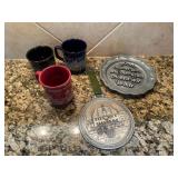 Vtg German Pewter Plate & Mugs