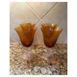 4 Amber Glass Gobletsï¿½7.5ï¿½