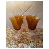 Four Amber Stem Glassesï¿½7.5