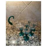 Hand blown Glass Pitcher & Gobletsï¿½7ï¿½