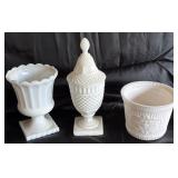 White Milk Glass Decorative Vessels