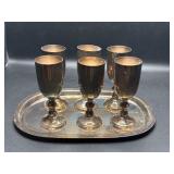 Silver Plated Goblets with Tray