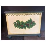 Hand-Painted Wooden Chest with Holly Design