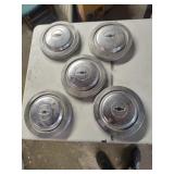 5 Vintage Chevrolet Hubcaps
