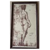 Framed Male Figure Drawing Print
