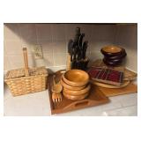 Wooden Kitchenware Lot