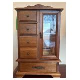 Wooden Jewelry Box With Mirror Door