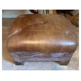 Brown Tufted Leather Ottoman