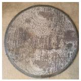 Round Gray Patterned Area Rug