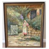 Framed Cottage Garden Painting