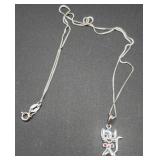925 Italy 16ï¿½ Chain w/Cat Pendant
