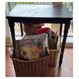 Wood Table with Wicker Baskets