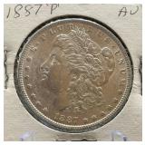 1887 -P Morgan Silver Dollar Coin AU