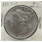 1883-O Morgan Silver Dollar BU MS65