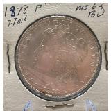 1878-P Morgan Silver Dollar, 7 Tail