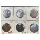 6pc Canadian Large Cent Coins