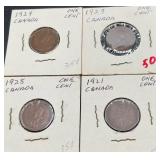4pc Canadian One-Cent Coins
