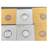 6pc 1926-1927 Mercury Silver Dimes