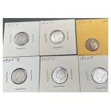 6pc Mercury Silver Dimes