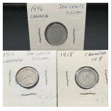 3pc Canadian Silver Dimes