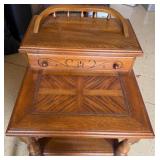 Vintage Wood End Table with Inlay