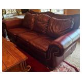 Leather Sofa with Nailhead Trim
