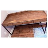 Wood Desk with Five Drawers and Metal Legs