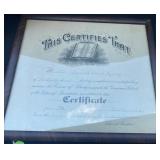 1919 Framed Grammar School Diploma