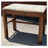 Wooden Stool With Floral Upholstery