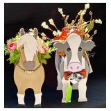 Wooden Horse and Cow Planters
