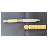 Engraved Knife with Wooden Sheath