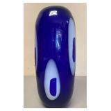 Mid-Century Blue Cameo Glass Vase