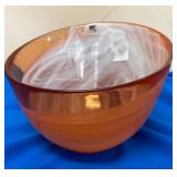 Orange Glassbruk Bowl and Blue Carnival Bowl