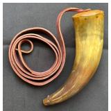 Powder Horn With Leather Strap
