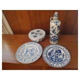 Blue and White Dishes & Delft Music Box