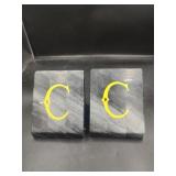 2 Marble Bookends with "C" Logo