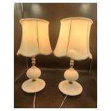 2 Hobnail Milk Glass Lamps