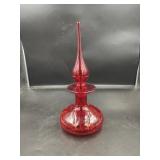 Red Crackle Glass Decanter