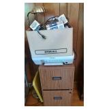 Printer, File Cabinet, Floor Lamp, Light Bulbs
